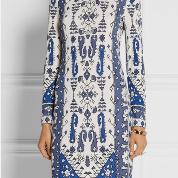 Tory Burch Navy and Cream Long Sleeve Dress - Picture 6 of 6